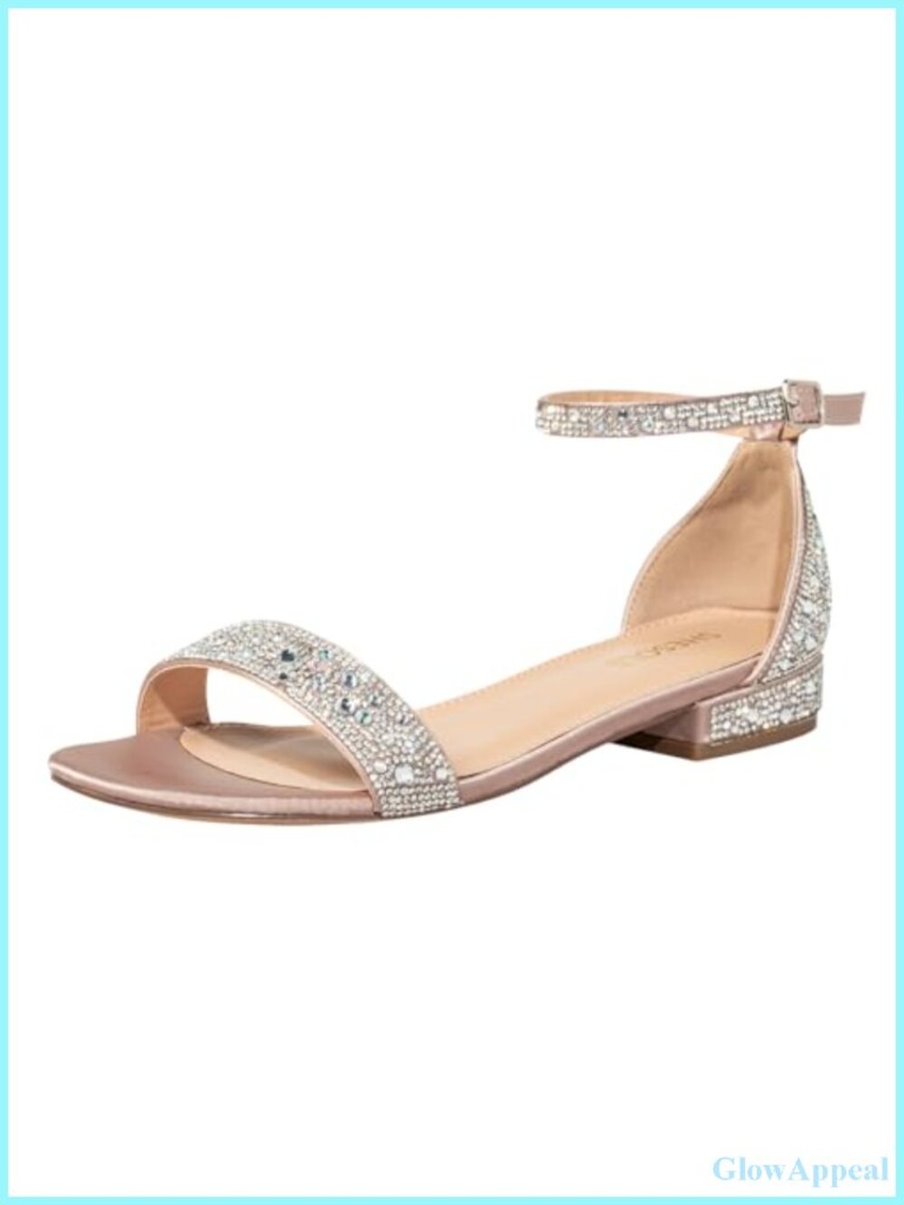 Wide Width Rhinestone Flat Sandals Vegan Satin Cushioned